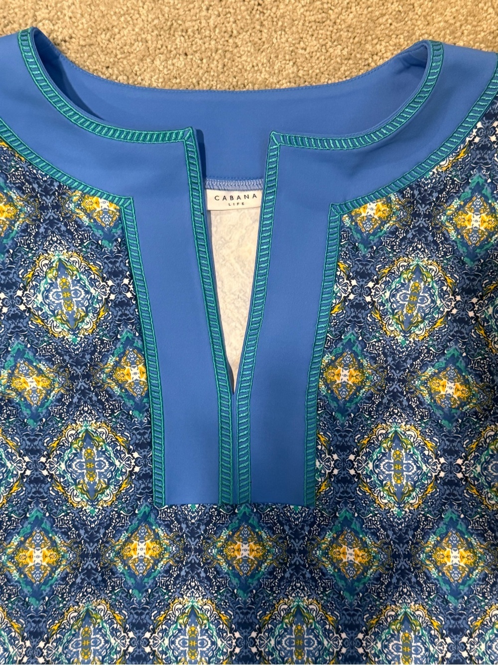 Cabana Life Medallion Print UPF 50+ Tunic Dress Blue Teal Size M - Picture 5 of 6